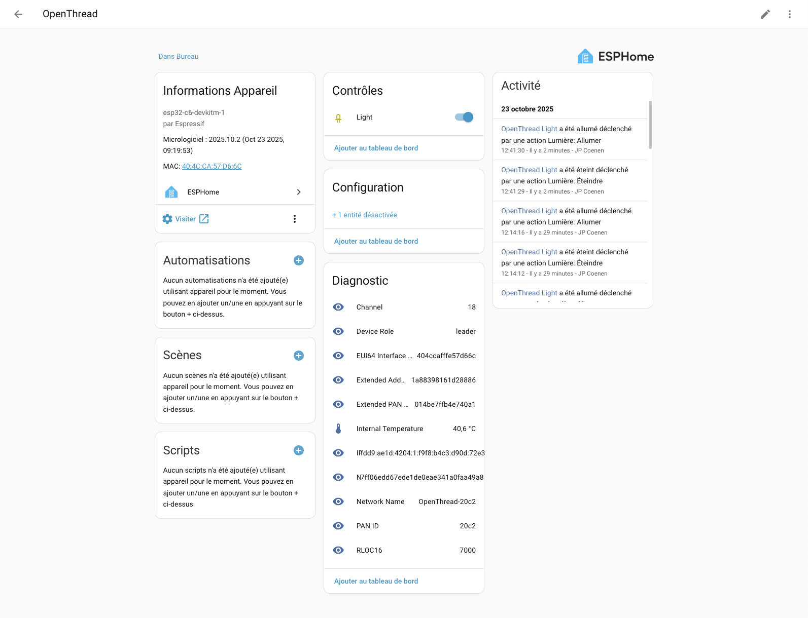 ESPHOME device Info Info device